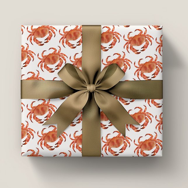 Papier Cadeau Crabes Papier Motif de bord de mer (Brown crab crustacean wrapping paper rolls)