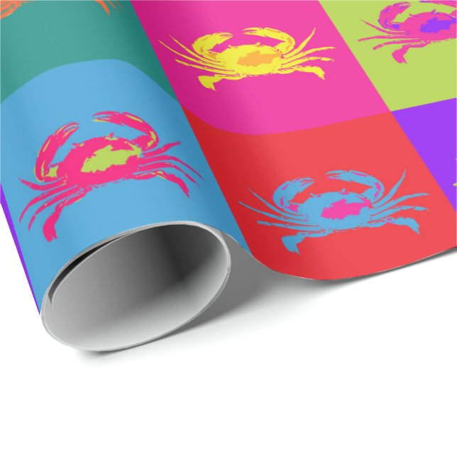 Papier Cadeau Crabes pop art (Coin rond)