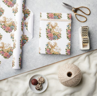 Papier Cadeau Craignez Moins, Brillez Plus : Cerf Floral Ornemen