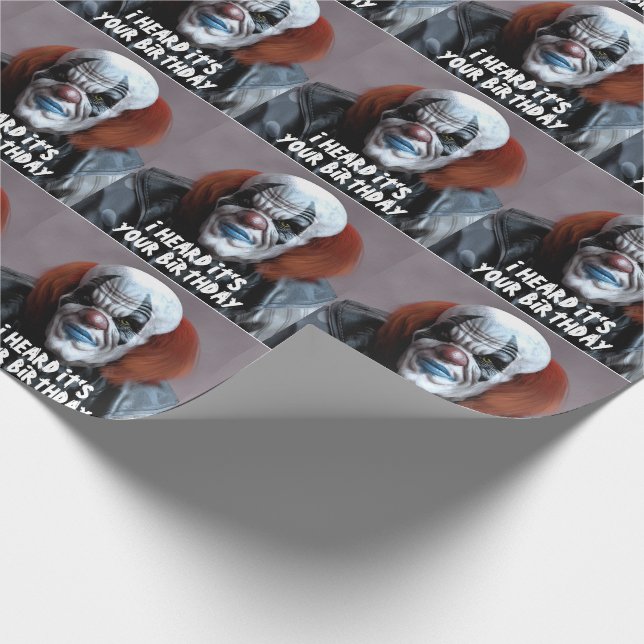 PAPIER CADEAU CRAINTE MAL CLOWN FUNNY BIG ANNIVERSAIRE (Coin)