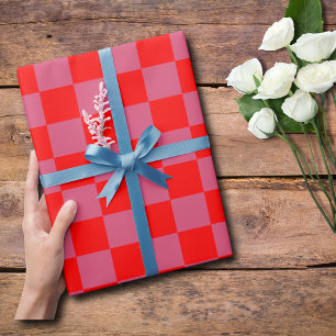 Papier Cadeau Cranberry et Red À damiers Vintage