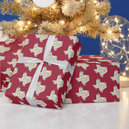 Papier Cadeau Cranberry Red Joy Vacances Feuilles Texas Forme