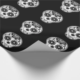 Papier Cadeau Crâne à sucre noir et blanc Jour des morts