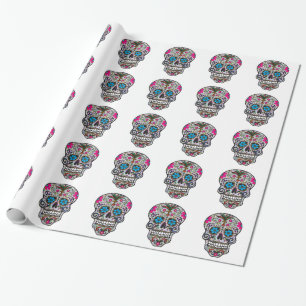 Papier Cadeau Crâne à sucre parties scintillant