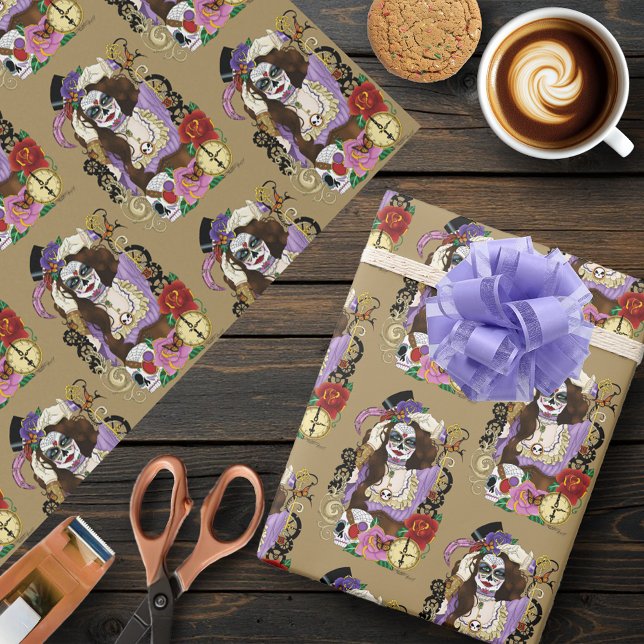 Papier Cadeau Crâne à sucre Steampunk (Créateur téléchargé)