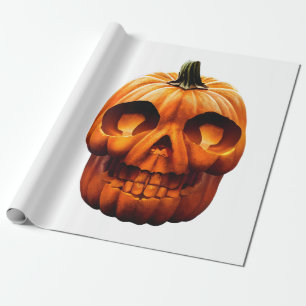 Papier Cadeau crâne citrouille d'halloween