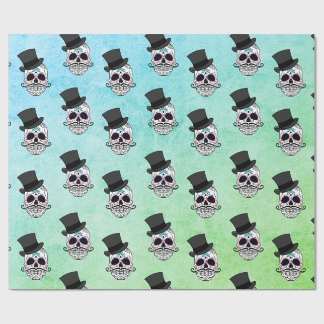 Papier Cadeau Crâne de casquette supérieur de Dia De Los Muertos (Plat)