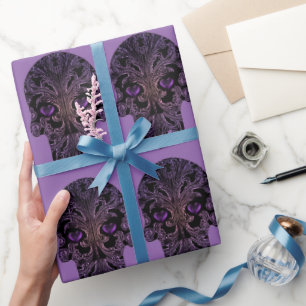 Papier Cadeau Crâne de Filigree dans les nuances de violet