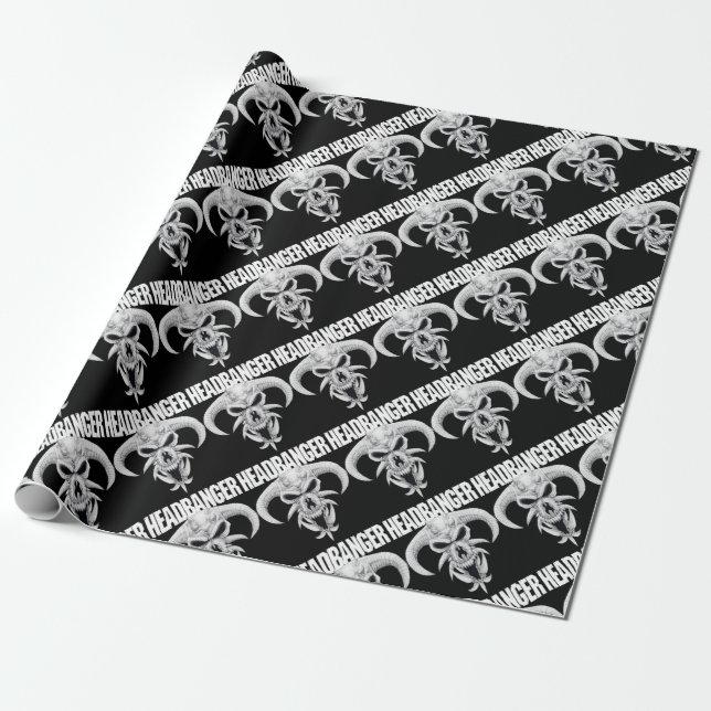 Papier Cadeau Crâne de Headbanger (Déroulé)