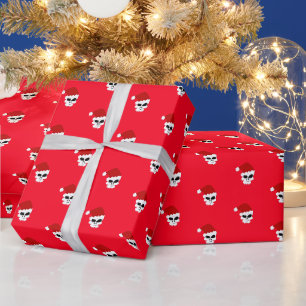 Papier Cadeau Crâne de Noël santa chapeau élégant moderne