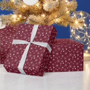 Papier Cadeau Crâne effrayant Creepmas Noël Snowflakes rouge