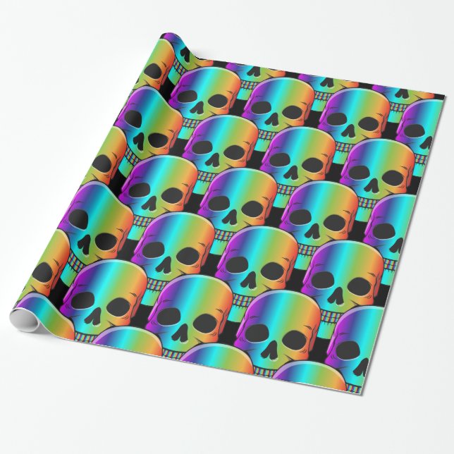 Papier Cadeau Crâne humain psychédélique Thunder_Cove (Déroulé)