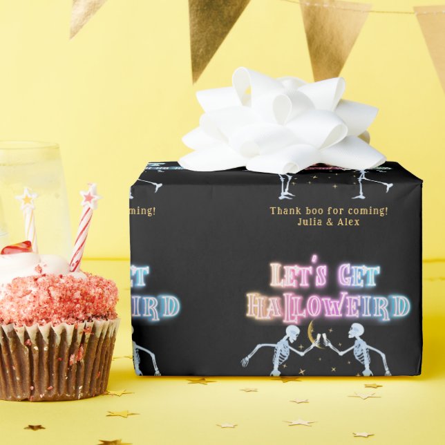 Papier Cadeau Crâne néon Halloween Halloweird squelettes dansant (Fête d'anniversaire)