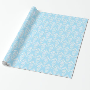 Papier Cadeau crâne victorien bleu