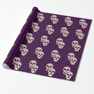 Papier Cadeau Crânes de Comédie-Tragédie de Halloween DOTD