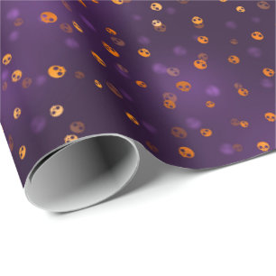 Papier Cadeau Crânes Éffrayant Bokeh Purple Halloween Motif