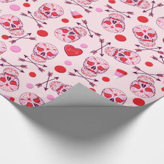Papier Cadeau Crânes et flèches aléatoires de sucre de coeur