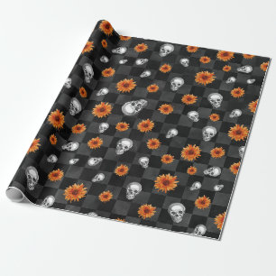 Papier Cadeau Crânes orange et série tournesol Design 11 