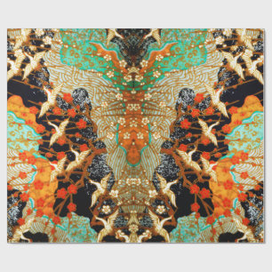 Papier Cadeau CRANES VOLONTAIRES AVEC FLEURS PRINTEMPS Floral ja