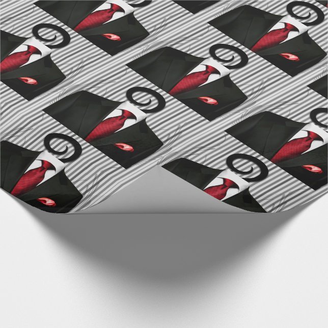 Papier Cadeau Cravate rouge Mariage noir Tux pour Groomsman (Coin)