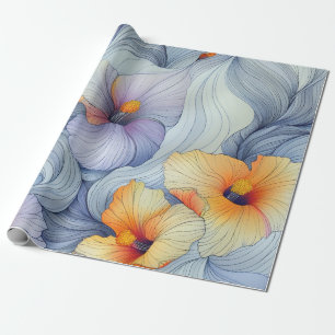 Papier Cadeau Crayon de couleur florale