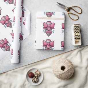 Papier Cadeau Crayon Triste Mignon avec Autocollant Die-Cut à Ru