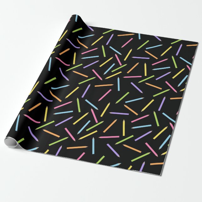 Papier Cadeau Crayons colorants Noir (Déroulé)