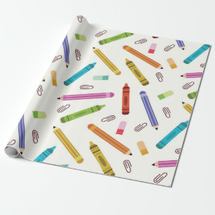 Papier Cadeau Crayons et crayons de couleur de l'école motif
