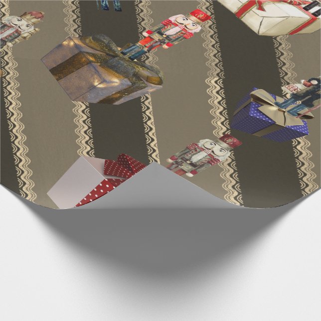 Papier Cadeau Crazy Nutcrackers debout sur les cadeaux Brown (Coin)