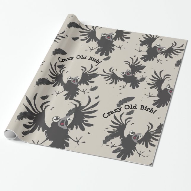 Papier Cadeau Crazy Old Birb Corbeau~papier cadeau (Déroulé)