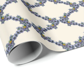 Papier Cadeau Cream bird and flower trellis wrapppaper