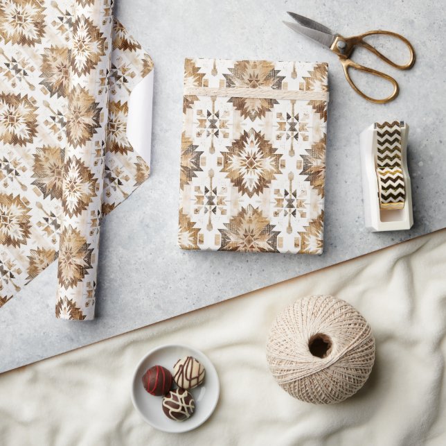 Papier Cadeau Cream Brown Native Tribal (Artisanat)