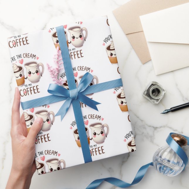 Papier Cadeau Cream to My Coffee Love Gift Wrapping Paper (Cadeaux)
