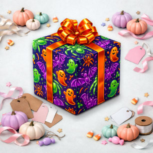 Papier Cadeau Création de motif de fantôme Halloween néon ludiqu