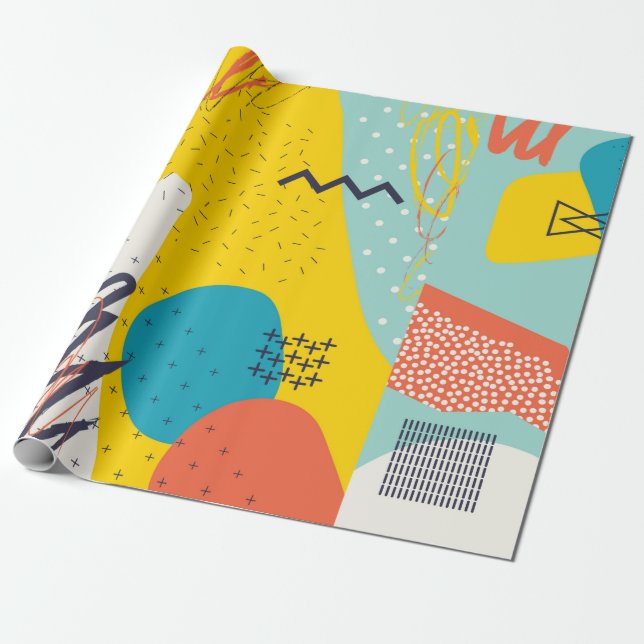 Papier Cadeau Creative doodle art header with different shapes a (Déroulé)