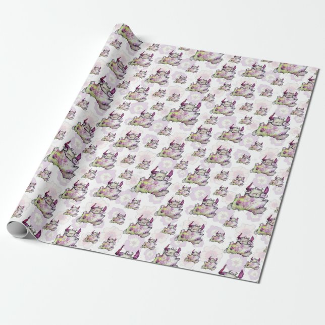 Papier Cadeau Créature Monstre de Jogging Heureuse (Déroulé)