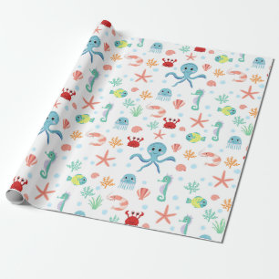 Papier Cadeau Créatures de mer sous-marines fantaisistes