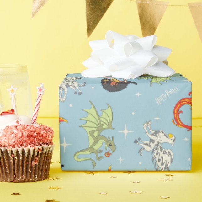 Papier Cadeau Créatures Magiques Motif Vintage (Fête d'anniversaire)