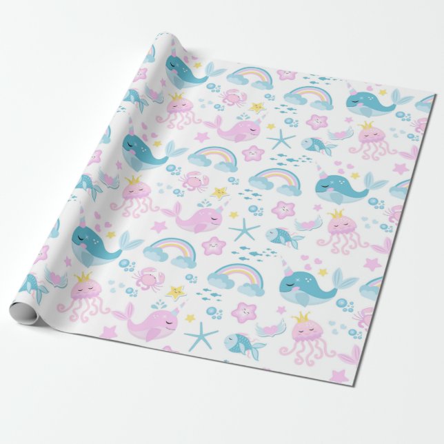 Papier Cadeau Créatures Marines Bébés (Déroulé)