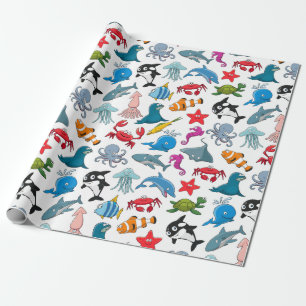Papier Cadeau Créatures Marines Heureuses