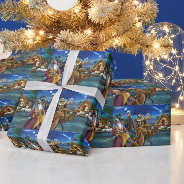 Papier Cadeau Crèche avec les rois mages Noël  (Vacances)