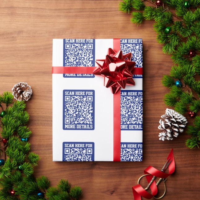 Papier Cadeau Créer un code QR analysable | Bleu marine (modifia (Cadeau de vacances)