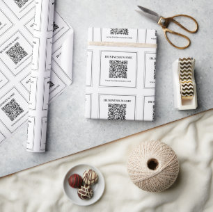 Papier Cadeau Créer un code QR scannable Noir & Blanc