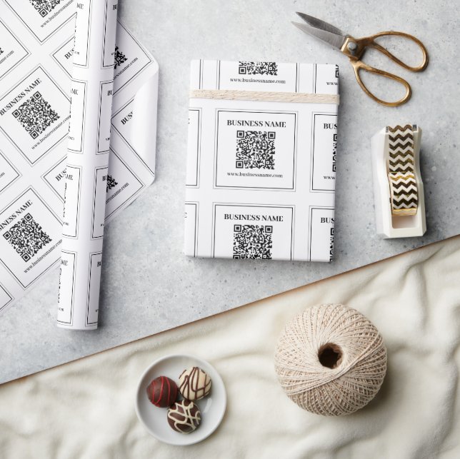 Papier Cadeau Créer un code QR scannable | Noir & Blanc (Artisanat)
