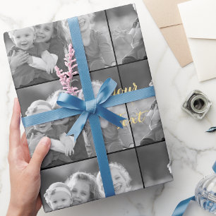 Papier Cadeau Créer un look Vintage personnalisé noir blanc phot