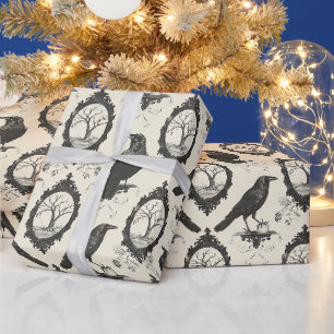 Papier Cadeau Créez vos propres arbres gothiques Damassé de corb