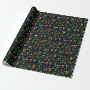 Papier Cadeau Créez Vos Propres Hiboux Fantastiques Tropicaux Fa