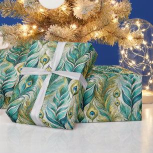 Papier Cadeau Créez vos propres plumes de paon dorées abstraites