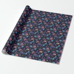 Papier Cadeau Créez vos propres roses roses violettes bleues dor