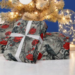 Papier Cadeau Créez vos propres roses rouges de raven gothique g
